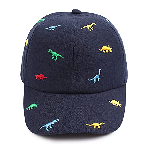 XIAOHAWANG Cotton Boys Baseball Hat Embroidery Dinosaur Toddler Boy Sun Hats Summer Kids Trucker Cap 2-5 Years (Navy)