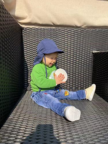 LACOFIA Baby Sun Protection Beach Hat Toddler Super Soft Adjustable Flap Cap Kids Summer Visor Cap Blue 2-5 Years