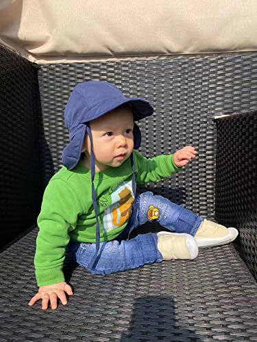 LACOFIA Baby Sun Protection Beach Hat Toddler Super Soft Adjustable Flap Cap Kids Summer Visor Cap Blue 2-5 Years