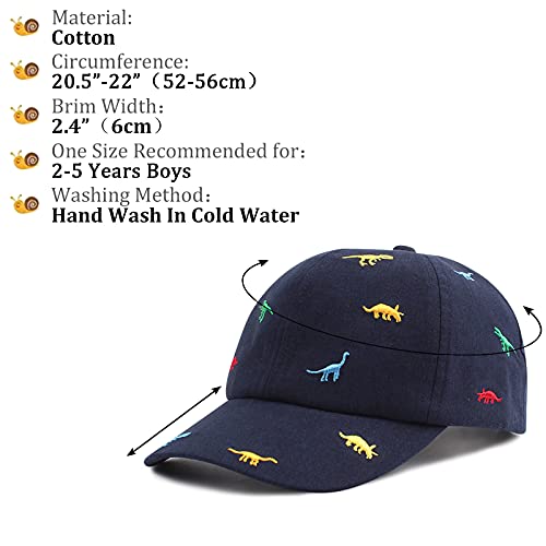 XIAOHAWANG Cotton Boys Baseball Hat Embroidery Dinosaur Toddler Boy Sun Hats Summer Kids Trucker Cap 2-5 Years (Navy)