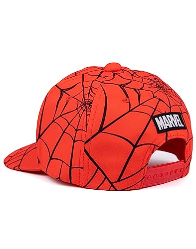 Marvel Spider-Man Kids Snapback Cap | Red Summer Hat for Boys & Girls | Spiderman Superhero Graphic Sun Cap | Adjustable Clasp Spider Web Headwear | Cool Merchandise Gift for Children