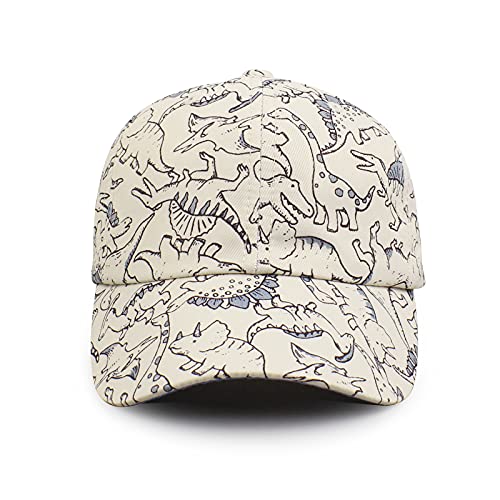 XIAOHAWANG Baby Boy Baseball Cap Dinosaur Toddler Boys Sun Hat Waterproof Quick Drying Visor Hats for Kids (Beige Printed Dinosaur)