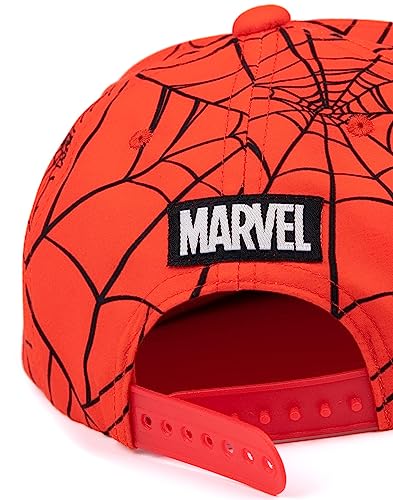 Marvel Spider-Man Kids Snapback Cap | Red Summer Hat for Boys & Girls | Spiderman Superhero Graphic Sun Cap | Adjustable Clasp Spider Web Headwear | Cool Merchandise Gift for Children