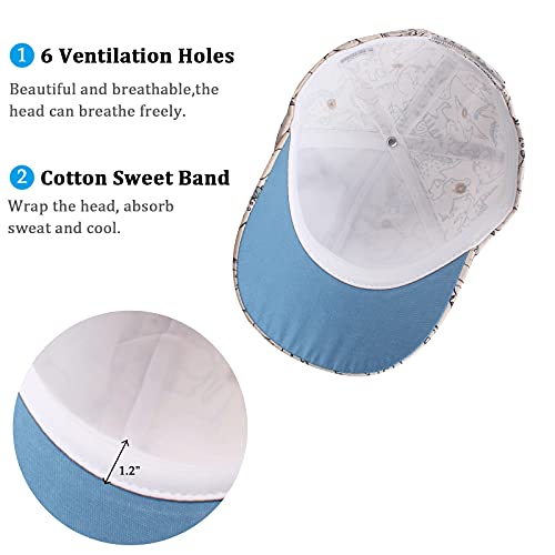 XIAOHAWANG Baby Boy Baseball Cap Dinosaur Toddler Boys Sun Hat Waterproof Quick Drying Visor Hats for Kids (Beige Printed Dinosaur)