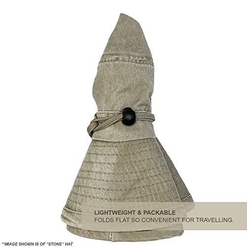 TOSKATOK UPF 50 + Boys Kids Safari Outback Australian Style Cotton Bush Sun Protection Hat with Wide Brim, Detachable Chin Strap, Side Press Studs and Air Vents-STONE-54