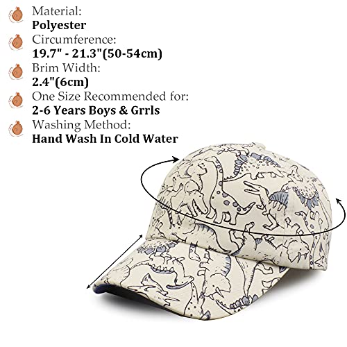 XIAOHAWANG Baby Boy Baseball Cap Dinosaur Toddler Boys Sun Hat Waterproof Quick Drying Visor Hats for Kids (Beige Printed Dinosaur)