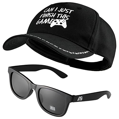 CityComfort Baseball Cap and Kids Sunglasses Set 100% UV Protection, Gamer Boys Hat Boys Summer Accessories Gaming Gifts Black