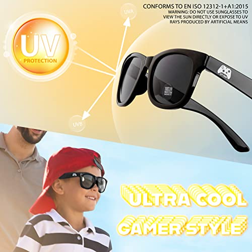 CityComfort Baseball Cap and Kids Sunglasses Set 100% UV Protection, Gamer Boys Hat Boys Summer Accessories Gaming Gifts Black