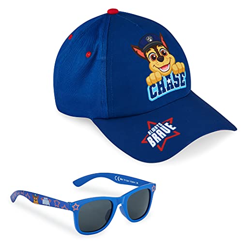 Paw Patrol Baseball Cap and Kids Sunglasses - Boys Sun Hat & UV400 Sunglasses for Kids Summer Set (Blue)