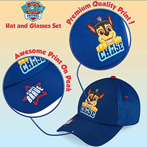 Paw Patrol Baseball Cap and Kids Sunglasses - Boys Sun Hat & UV400 Sunglasses for Kids Summer Set (Blue)