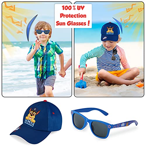 Paw Patrol Baseball Cap and Kids Sunglasses - Boys Sun Hat & UV400 Sunglasses for Kids Summer Set (Blue)