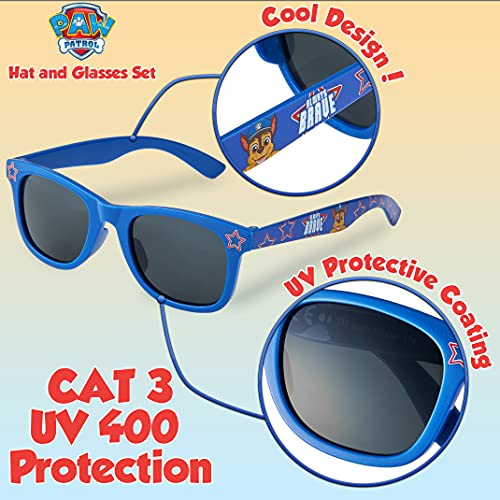 Paw Patrol Baseball Cap and Kids Sunglasses - Boys Sun Hat & UV400 Sunglasses for Kids Summer Set (Blue)