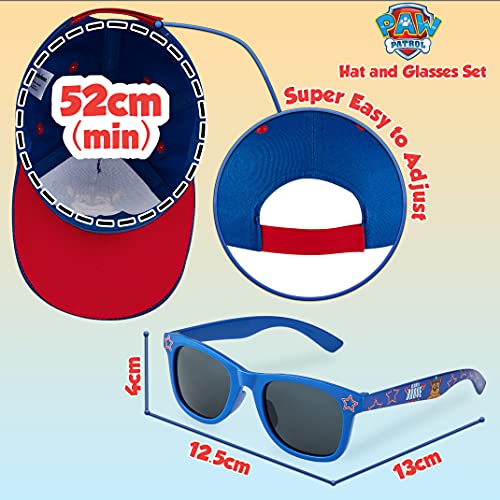 Paw Patrol Baseball Cap and Kids Sunglasses - Boys Sun Hat & UV400 Sunglasses for Kids Summer Set (Blue)