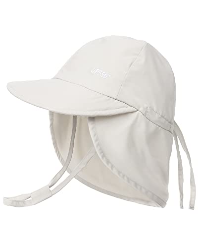 FURTALK Toddler Sun Hats Baby Girls Boys Summer Beach Hat Quick-Dry UPF 50+ Adjustable Kids Swim Hat with Neck Flap Beige