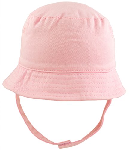 Pesci Baby Girls Sun Hat Summer Bucket Hats with Chin Strap (Pink, 3-6 Months)