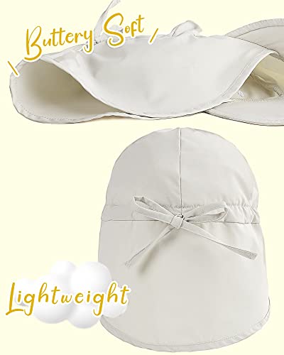 FURTALK Toddler Sun Hats Baby Girls Boys Summer Beach Hat Quick-Dry UPF 50+ Adjustable Kids Swim Hat with Neck Flap Beige