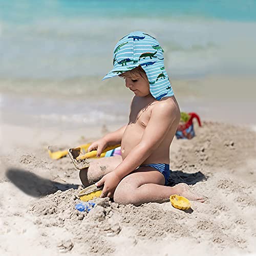 Gifts Treat Kids Legionnaires Hat, UPF 50+ Sun Protection Swim Cap Flap Hat in Crocodile Pattern for Kids, Quick Drying Boys Sun Hat with Neck Protection for Beach Seaside Pool, 4-6 Years