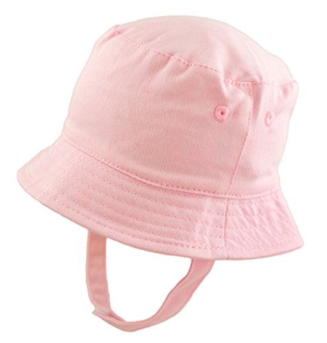 Pesci Baby Girls Sun Hat Summer Bucket Hats with Chin Strap (Pink, 3-6 Months)