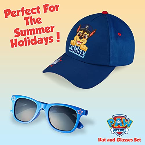 Paw Patrol Baseball Cap and Kids Sunglasses - Boys Sun Hat & UV400 Sunglasses for Kids Summer Set (Blue)