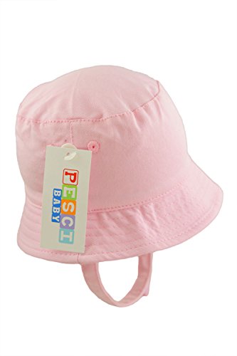 Pesci Baby Girls Sun Hat Summer Bucket Hats with Chin Strap (Pink, 3-6 Months)