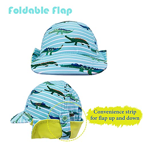 Gifts Treat Kids Legionnaires Hat, UPF 50+ Sun Protection Swim Cap Flap Hat in Crocodile Pattern for Kids, Quick Drying Boys Sun Hat with Neck Protection for Beach Seaside Pool, 4-6 Years