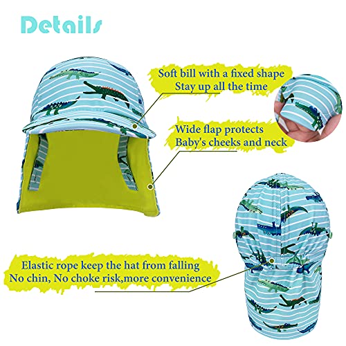 Gifts Treat Kids Legionnaires Hat, UPF 50+ Sun Protection Swim Cap Flap Hat in Crocodile Pattern for Kids, Quick Drying Boys Sun Hat with Neck Protection for Beach Seaside Pool, 4-6 Years