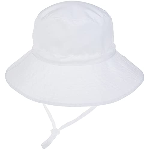 Malaxlx Baby Toddler Kids White Bucket Sun Hat for 6 Months - 2 Years Old Girls Boys Summer Beach Hat Infant Wide Brim