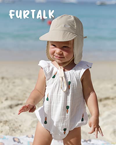 FURTALK Toddler Sun Hats Baby Girls Boys Summer Beach Hat Quick-Dry UPF 50+ Adjustable Kids Swim Hat with Neck Flap Beige