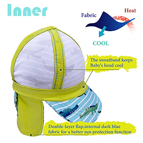 Gifts Treat Kids Legionnaires Hat, UPF 50+ Sun Protection Swim Cap Flap Hat in Crocodile Pattern for Kids, Quick Drying Boys Sun Hat with Neck Protection for Beach Seaside Pool, 4-6 Years