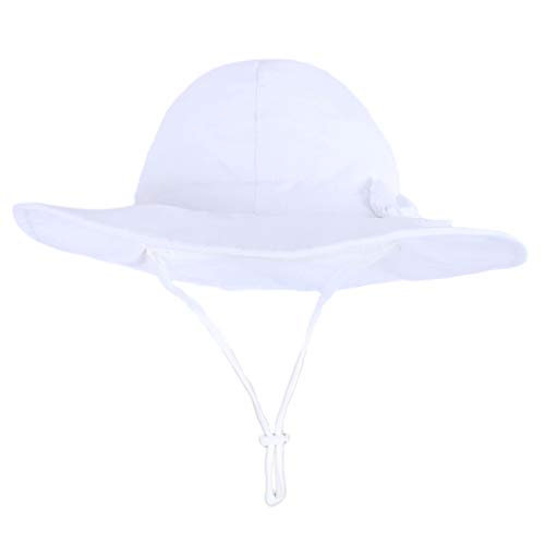 Baby Sun hat, Sun Protection Girl hat Children UV Protection Bow with Ties and Neck Protection Foldable Summer hat White