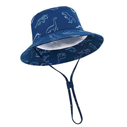 TOMEEK Baby Sun Hat Toddler Sun Protection Hat for Baby Boys Girls Kids Summer Bucket Hat UPF 50+ Foldable Beach Cap with Adjustable Chin Strap and Wide Brim, Navy Blue, Size XL