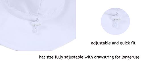 Baby Sun hat, Sun Protection Girl hat Children UV Protection Bow with Ties and Neck Protection Foldable Summer hat White