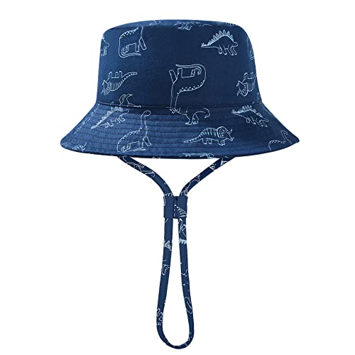 TOMEEK Baby Sun Hat Toddler Sun Protection Hat for Baby Boys Girls Kids Summer Bucket Hat UPF 50+ Foldable Beach Cap with Adjustable Chin Strap and Wide Brim, Navy Blue, Size XL