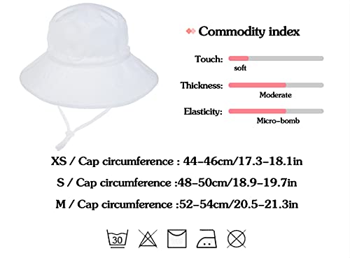 Malaxlx Baby Toddler Kids White Bucket Sun Hat for 6 Months - 2 Years Old Girls Boys Summer Beach Hat Infant Wide Brim