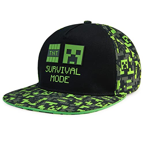 Minecraft Baseball Cap for Boys One Size Creeper Kids Hat Summer Accessories Lightweight Breathable Sun Hat Bucket Hat Gifts for Boys (Black/Green)