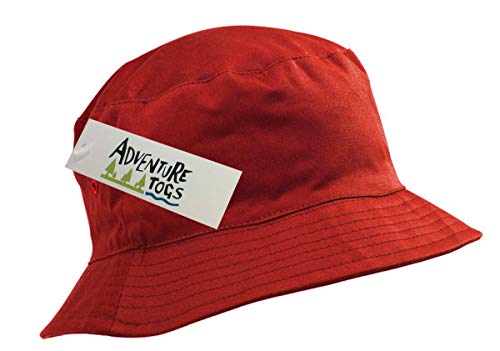 Childrens Cotton Bucket Hat/Sun Cap Kids 5-11 Years Boys or Girls, Red, 53cm