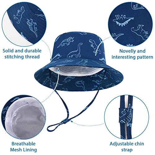TOMEEK Baby Sun Hat Toddler Sun Protection Hat for Baby Boys Girls Kids Summer Bucket Hat UPF 50+ Foldable Beach Cap with Adjustable Chin Strap and Wide Brim, Navy Blue, Size XL