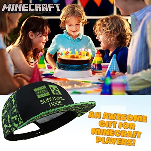 Minecraft Baseball Cap for Boys One Size Creeper Kids Hat Summer Accessories Lightweight Breathable Sun Hat Bucket Hat Gifts for Boys (Black/Green)