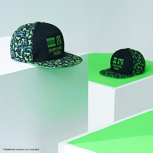 Minecraft Baseball Cap for Boys One Size Creeper Kids Hat Summer Accessories Lightweight Breathable Sun Hat Bucket Hat Gifts for Boys (Black/Green)