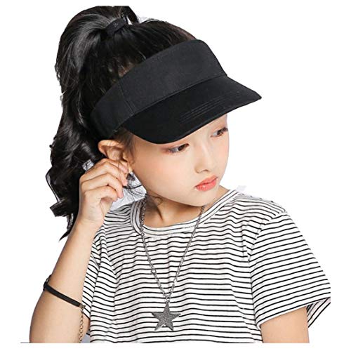 Kids Visor Sun Hat Adjustable Athletic Sports Hat 6 to 12 Years Old, Black, 6-12 Years