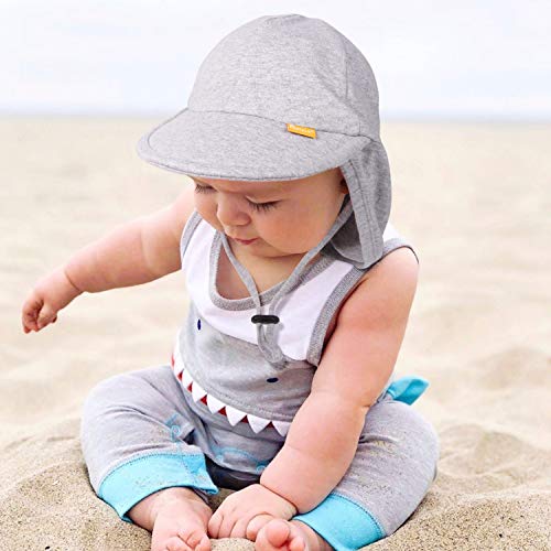 FURTALK Cotton Baby Toddler Sun Hat UPF 50+ All-Day UV Protection Kids Unisex Girls & Boys Summer Hats Cap with Adjustable Chin Straps Neck Flap Size Grey
