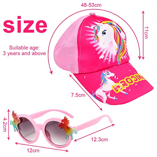 BSNRDX Baseball Cap and Kids Sunglasses Set for Girls Hat and UV Protection Girls Sunglasses Summer Accessories Pink