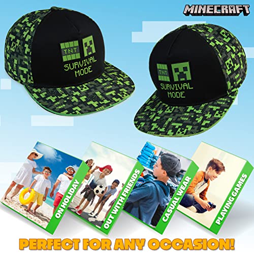 Minecraft Baseball Cap for Boys One Size Creeper Kids Hat Summer Accessories Lightweight Breathable Sun Hat Bucket Hat Gifts for Boys (Black/Green)