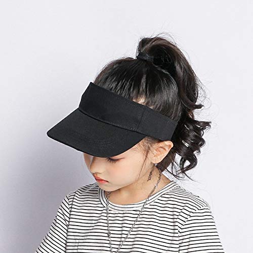 Kids Visor Sun Hat Adjustable Athletic Sports Hat 6 to 12 Years Old, Black, 6-12 Years