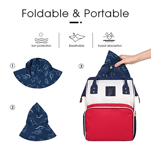 TOMEEK Baby Sun Hat Toddler Sun Protection Hat for Baby Boys Girls Kids Summer Bucket Hat UPF 50+ Foldable Beach Cap with Adjustable Chin Strap and Wide Brim, Navy Blue, Size XL