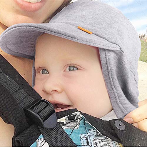 FURTALK Cotton Baby Toddler Sun Hat UPF 50+ All-Day UV Protection Kids Unisex Girls & Boys Summer Hats Cap with Adjustable Chin Straps Neck Flap Size Grey