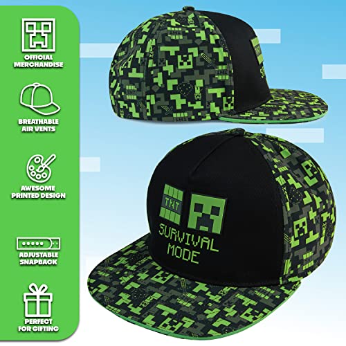Minecraft Baseball Cap for Boys One Size Creeper Kids Hat Summer Accessories Lightweight Breathable Sun Hat Bucket Hat Gifts for Boys (Black/Green)