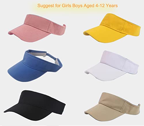 Cysocool Kids Sun Visor Hat 4-12 Years Girls Boys Golf Visor Anti UV Tennis Sun Hat Summer Beach Cool Hat Wide Brim Sun Protection Hat Adjustable Peaked Snapback Cap Sports Running Sun Visor Cap Pink