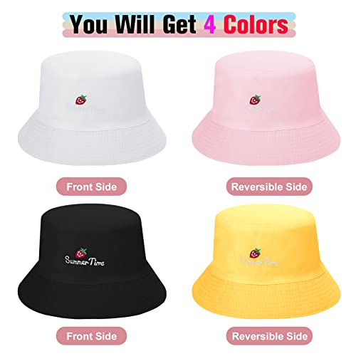 Heyu-Lotus 2Pcs Bucket Hat Women Foldable Beach Sun Hat Fisherman Hats Unisex Summer Travel Sun Cap for Holidays Camping Fishing