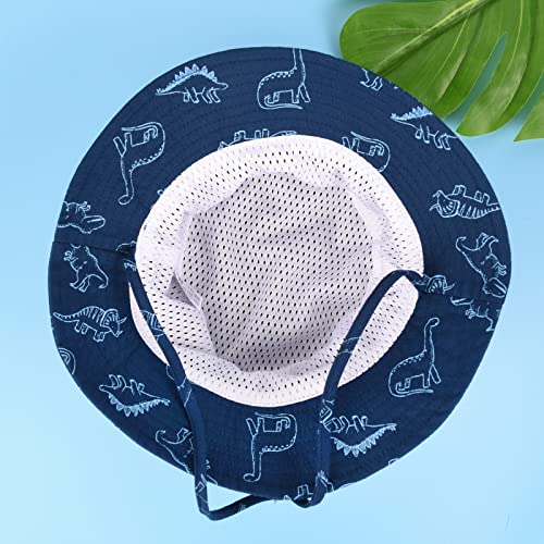 TOMEEK Baby Sun Hat Toddler Sun Protection Hat for Baby Boys Girls Kids Summer Bucket Hat UPF 50+ Foldable Beach Cap with Adjustable Chin Strap and Wide Brim, Navy Blue, Size XL